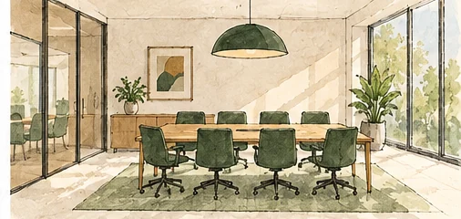 Salle de réunion — illustration de style aquarelle