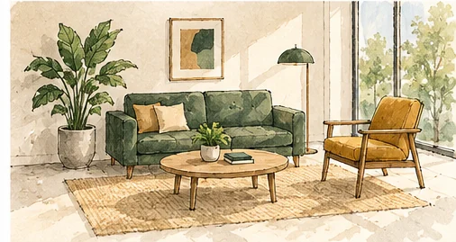 Espace détente — illustration de style aquarelle